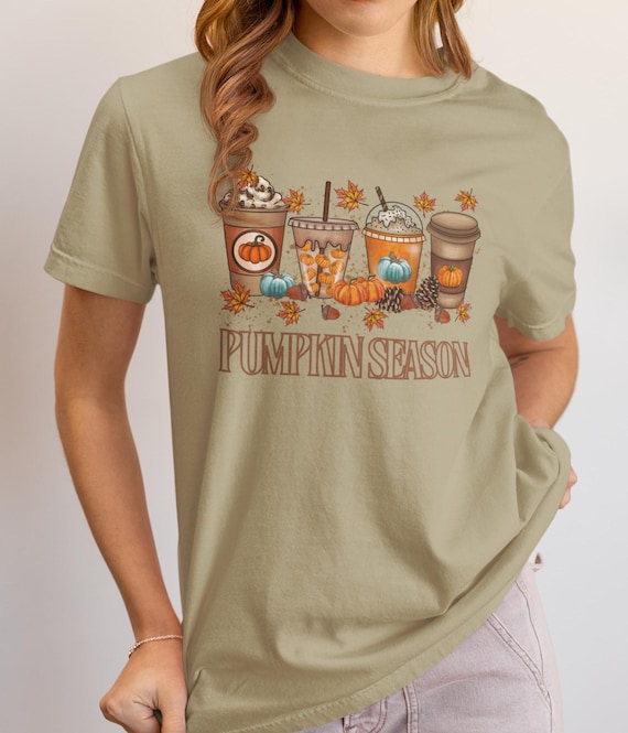Pumpkin Season Coffees Comfort Colors® Garment-Dyed T-shirt, Pumpkin spice coffee, Pumpkin Latte