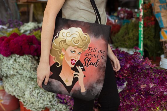 Throwback Tote: Get Nostalgic with This 50's Inspired 'Tell me about it Stud' Sandy Tote