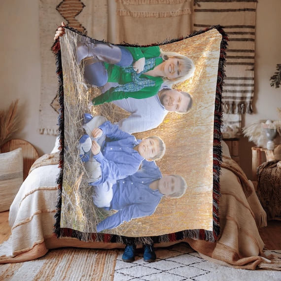 Family Memories Personalized Woven Blanket, Cozy Home Decor Throw, Birthday Holiday Gift, Custom Keepsake, Family Reunion Present