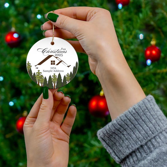 First Christmas New Home Ceramic Christmas Ornament, Unique Holiday Decoration, Housewarming Gift, Memory Keepsake,
