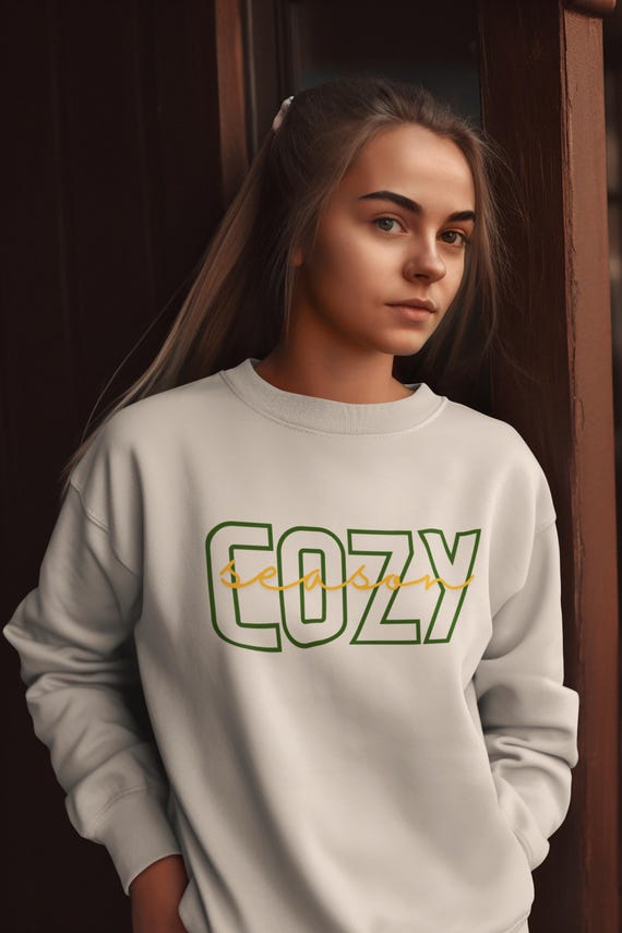 Cozy Season Fall Crewneck Sweatshirt, Oversized Comfy, Warm Autumn Pullover, Casual Lounge Wear