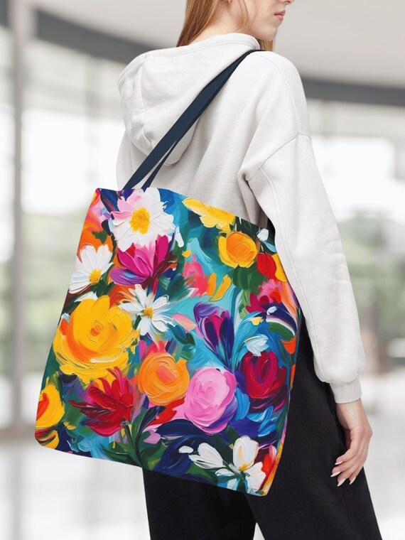 Floral Tote, Weekender Bag, Bright Bold Colors, Women's Travel Bag, Large Floral Tote, Colorful Tote Bag, Abstract Flower Bag, Shoulder bag