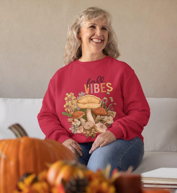 Fall Vibes Mushrooms Oversized Garment-Dyed Comfort Colors® Sweatshirt, Autumn colors, Cottagecore, Wild Mushrooms