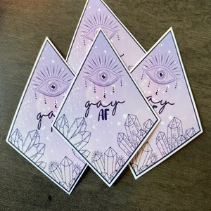 Gay AF Crystals Diamond Shaped Vinyl Sticker