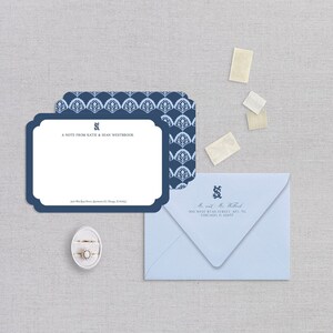 Preppy Blue Paare Briefpapier, personalisierte Notecards, benutzerdefinierte Monogrammkarten