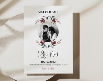 Red Wildflower Photo Save the Date - Customized by a Graphic Designer