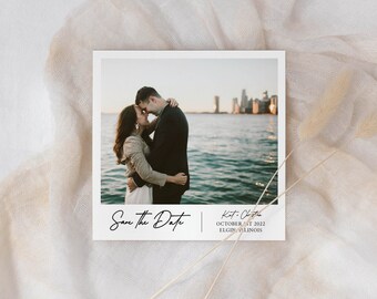 DIGITAL FILE Modern Polaroid Photo Save the Date, Black and White Wedding - Customized by a Graphic Designer