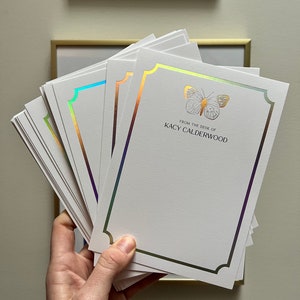 Holographische Schmetterlingsfolien-Briefpapier, personalisierte Notecards, benutzerdefinierte Karten