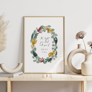 PRINT at HOME - RBG Quote Art Print, Floral Wreath Art Print, Greenery and Flowers Art Print