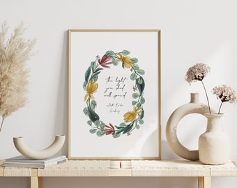 PRINT at HOME - RBG Quote Art Print, Floral Wreath Art Print, Greenery and Flowers Art Print