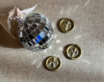 Gold and White Marbled Handmade Wax Seals - Fleur de Lis Wax Seals with Adhesive