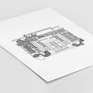 Descarga digital - Bryant Park Grill Venue Drawing - Wedding Venue Illustration - Letterpress File