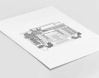 Digital Download - Bryant Park Grill Venue Drawing - Wedding Venue Illustration - Letterpress File