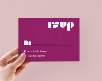 DIGITAL FILE - Magenta RSVP Wedding Invitation Insert with Bold Font