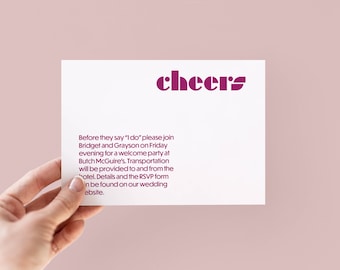 Magenta Details Card Wedding Invitation Insert with Bold Font - Customized by a Graphic Designer