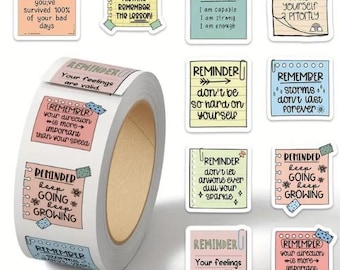 Inspirational Reminder Stickers - Self-Adhesive Paper Labels with Positive Affirmations, for Journals, Laptops, Notebooks, Mixed Colors