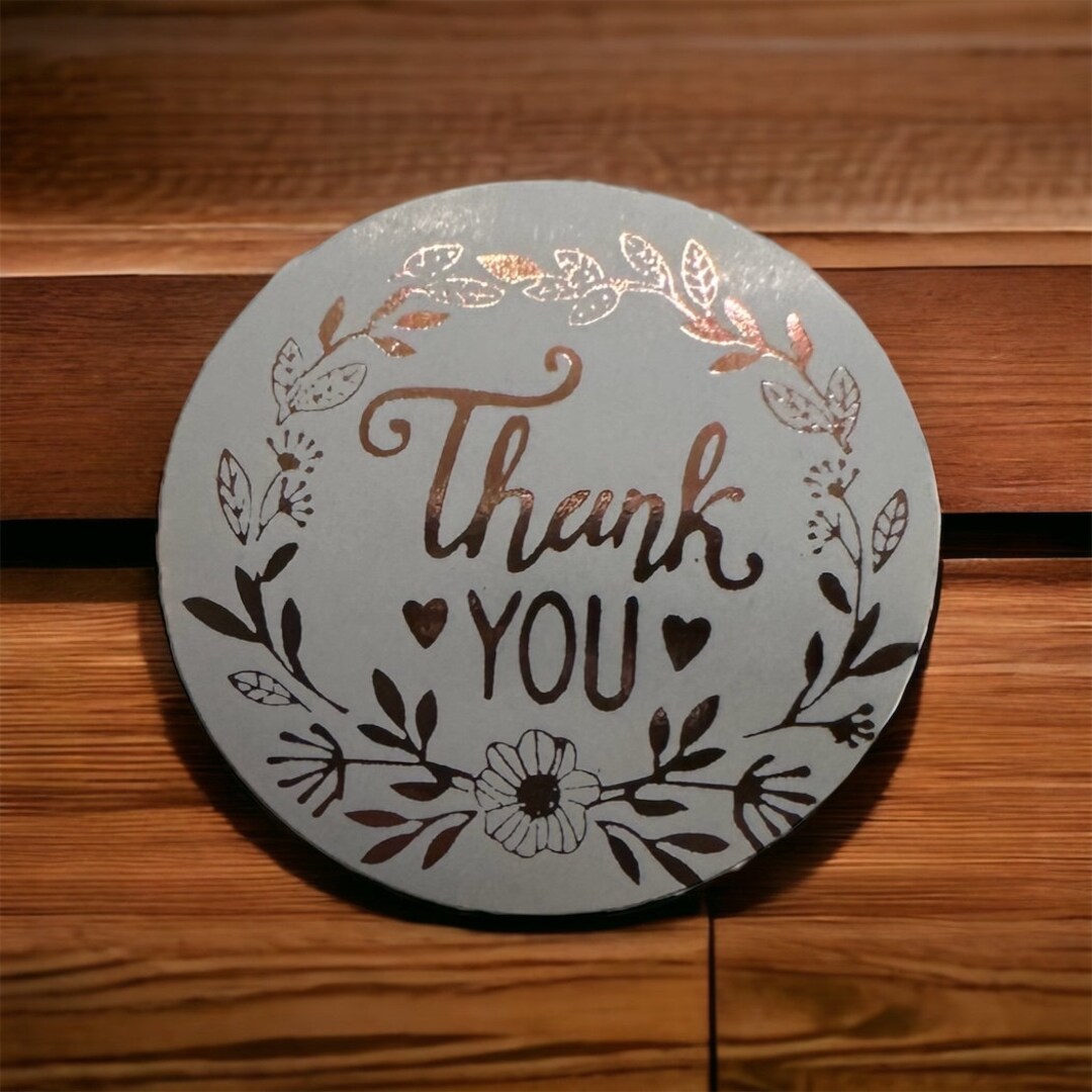 Pack of Gorgeous 1 Inch White and Rose Gold Foil Thank You Stickers ...