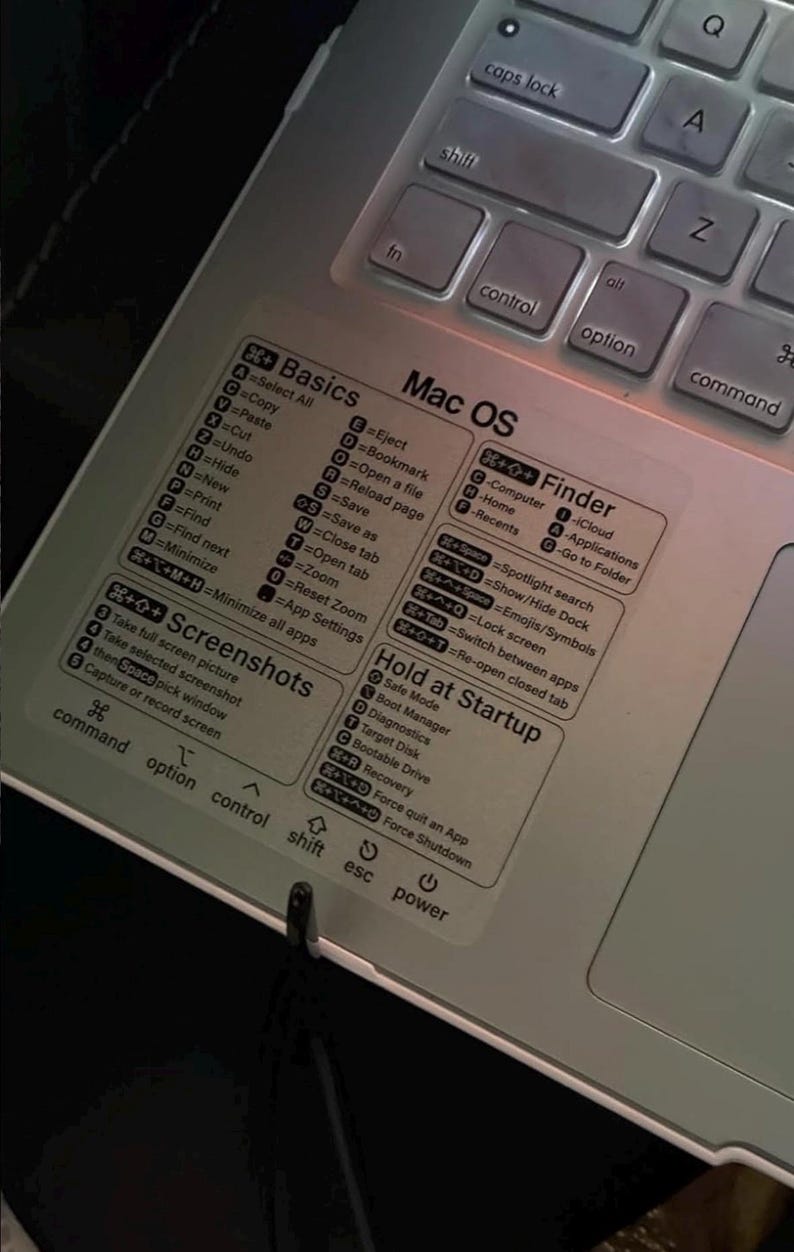 Mac Function Key Sticker Shortcut Sticker for MacBook - Etsy