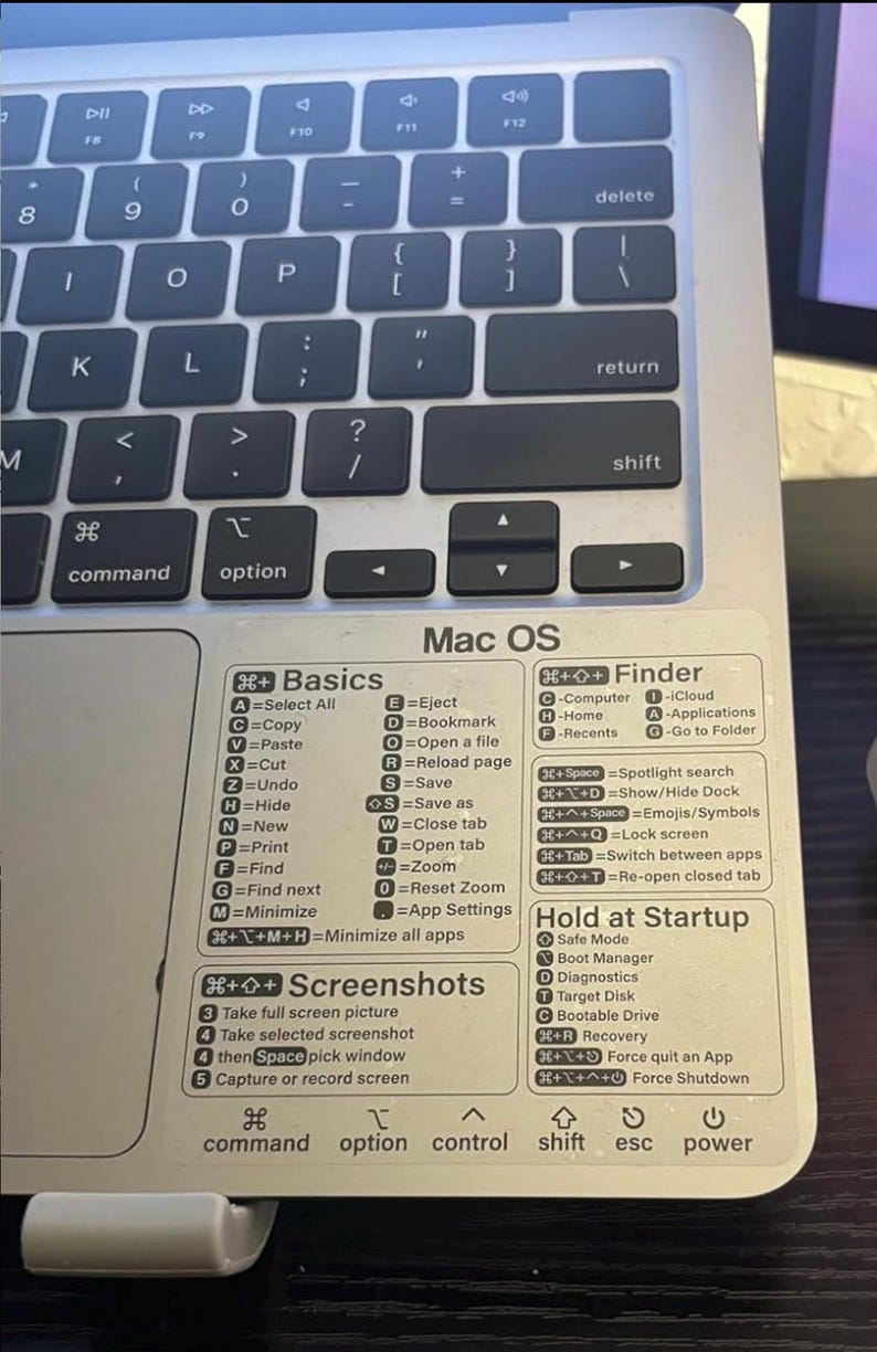 Shortcut Sticker for MacBook - Etsy