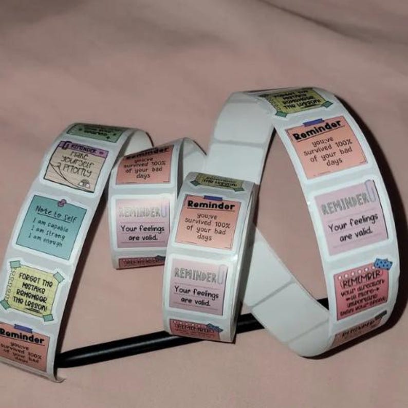 Self Remind Sticker Inspirational Reminder Stickers - Self-adhesive Paper Labels With ...
