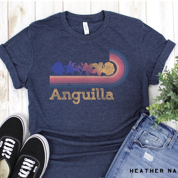 Anguilla Retro T-Shirt, Womens & Mens Vintage Style 70s 80s Anguilla Caribbean Tee, Anguilla Gift Tee, Surf Tshirt, Anguilla Vacation