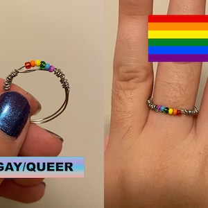 Beaded Gay/LGBTQ+ Pride Ring