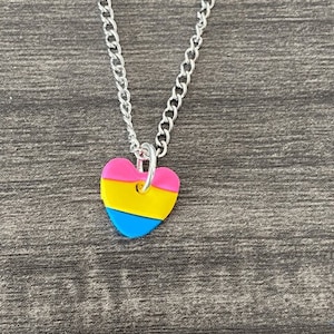 Schattige pansexual/Panromantic Pride-vlag hartketting | Handgemaakte klei-bedelketting