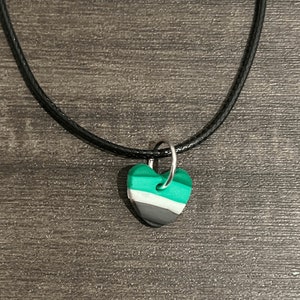 Cute Aromantic Pride Flag Heart Necklace | Handmade Clay Charm Necklace