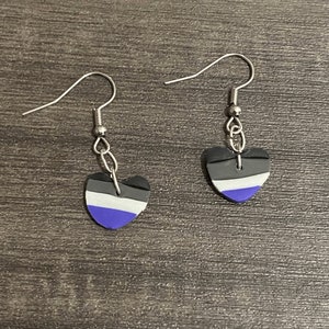 Cute Asexual Pride Flag Heart Earrings | Handmade Clay Fish Hook Earrings