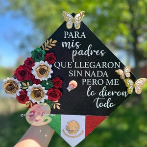 Mexican Grad Cap Topper- Class of 2025, Mexico Flag Grad Cap, Graduation Topper, Glitter Grad Cap, Grad Cap Topper, Mexican Grad Topper