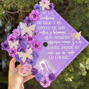 Adorno para birrete de la Virgen María (clase de 2025), birrete de graduación Virgencita, adorno para birrete de graduación, birrete de graduación con purpurina, adorno para birrete de graduación, adorno para birrete de graduación mexicano