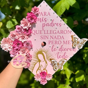 Maagd Maria Cap Topper-klasse van 2025, Virgencita Grad Cap, Graduation Topper, Glitter Grad Cap, Grad Cap Topper, Mexicaanse Graduation Topper