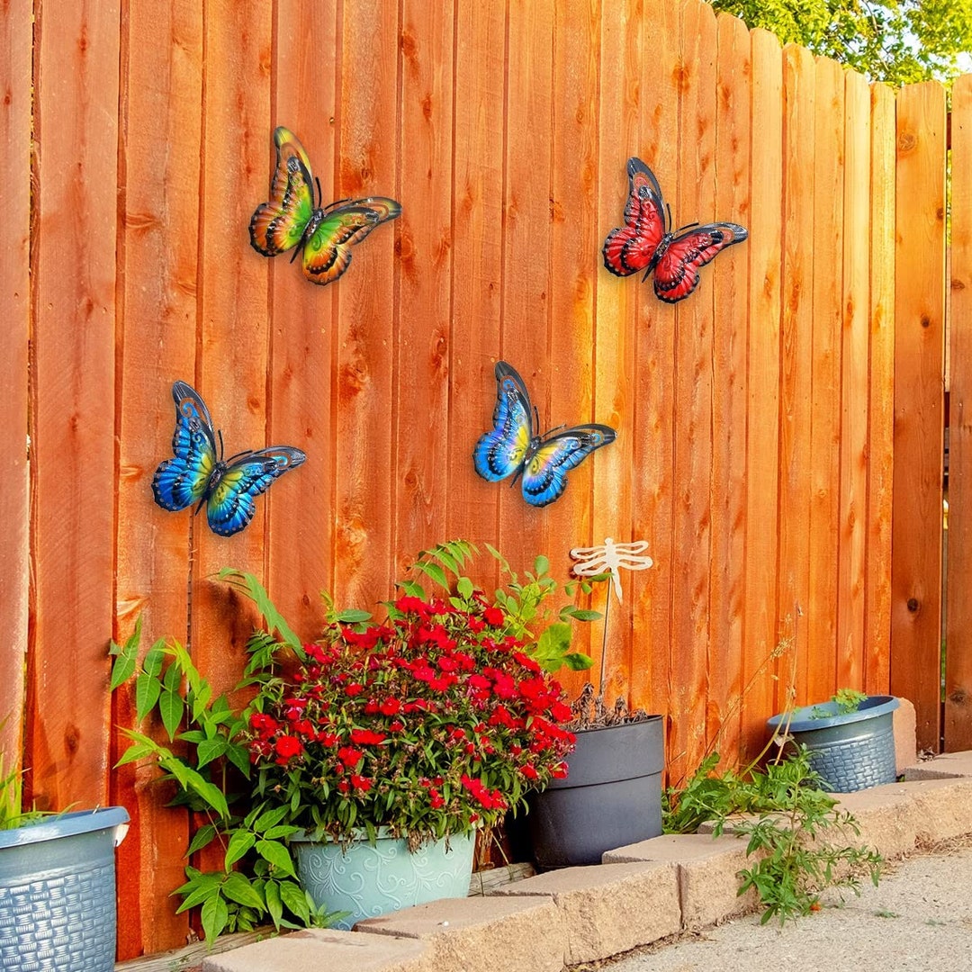 Hand Painted Butterfly Metal Wall Art for Home Decor Wall Hanging