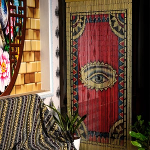 Eyes Hand Painted Bamboo Beaded Curtains Doorway Room Divider Home Decor Wall Art Hanging Hand Made