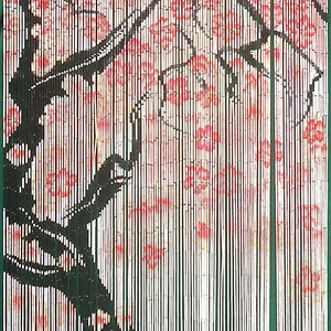 Bead Curtain Flowers Cherry Bamboo Beaded Curtain Hand Painted Bamboo Door Beads Doorway Bathroom Wall Art Home Decor