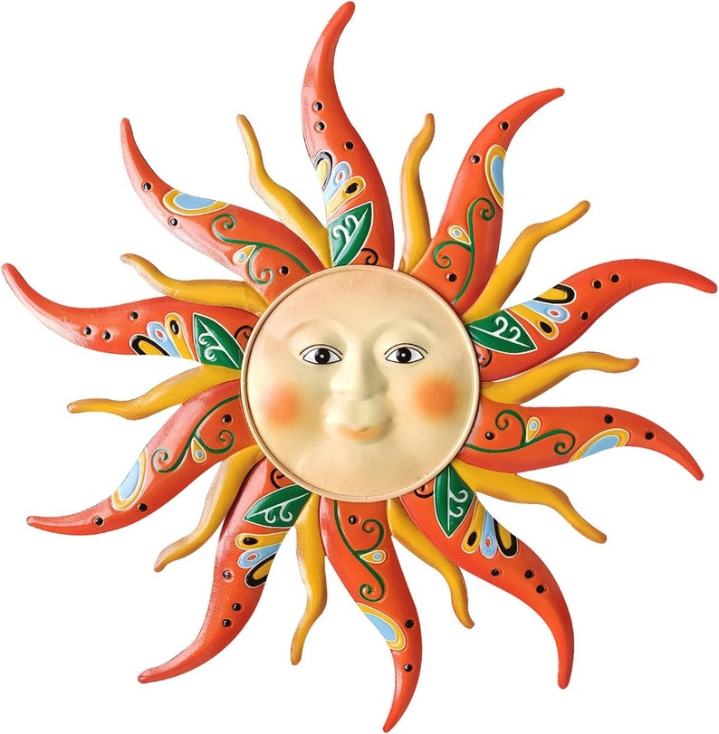 Hand Painted Sun Metal Wall Art Decorations Handmade Home Etsy