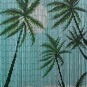 Bead Curtain Palm Tree Bamboo Beaded Curtain Hand Painted Bamboo Door Beads Doorway Bathroom Wall Art Home Decor