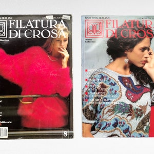Vintage Italian Knitting Magazines Filatura Di Crosa Winter Collection 1987 and 1988 High -Fashion Knitting Patterns Women, Men & Children