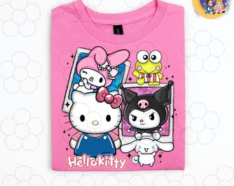 Cute kitty shirt | kitty and friends shirt | cute white cat Tshirt | cute friends shirt | Polaroid shirt | kids kitty shirt | cute kitty cat