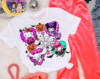 Kitty and friends shirt | kitty shirt | white kitty Tshirt | white cat shirt | kitty Halloween shirt | Halloween Tshirt | spooky kitty shirt
