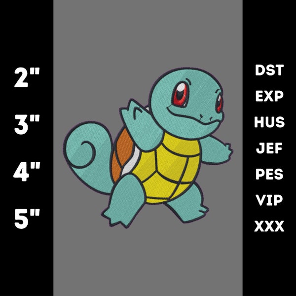 Squirtle, Pokémon, Machine Embroidery Design, Digital Download Only