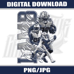 May include: Digital download graphic featuring three football players in action, with the word "BULLS" in large, stylized letters. The image is in shades of blue and white, with the text "DIGITAL DOWNLOAD" and "PNG/JPG" at the top and bottom.