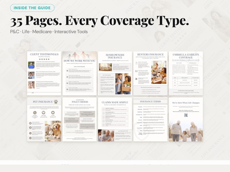 Insurance Client Testimonials Insurance Client Education Guide — Customizable Canva Template for ...