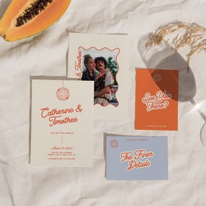 Disco Hochzeit Einladen | Bunte Hochzeitseinladung | Retro Hochzeit einladen | Bold Hochzeitseinladungen | Helle Hochzeitseinladungen | Toll