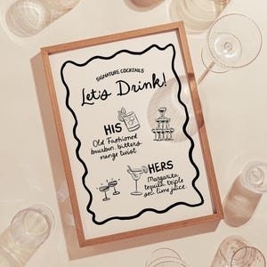 Handgeschriebenes Getränkeschild | Signatur Getränke Zeichen | Hochzeit Drink Zeichen | Benutzerdefiniertes Getränkeschild | Hochzeit Cocktails | Signature Cocktails