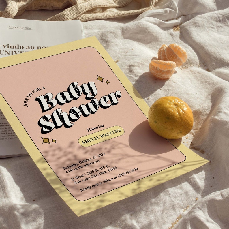 Colorful Baby Shower Invite Retro Baby Shower Invitation Vintage Shower Invite Baby Shower Invitation Unique Baby Shower Invite image 3