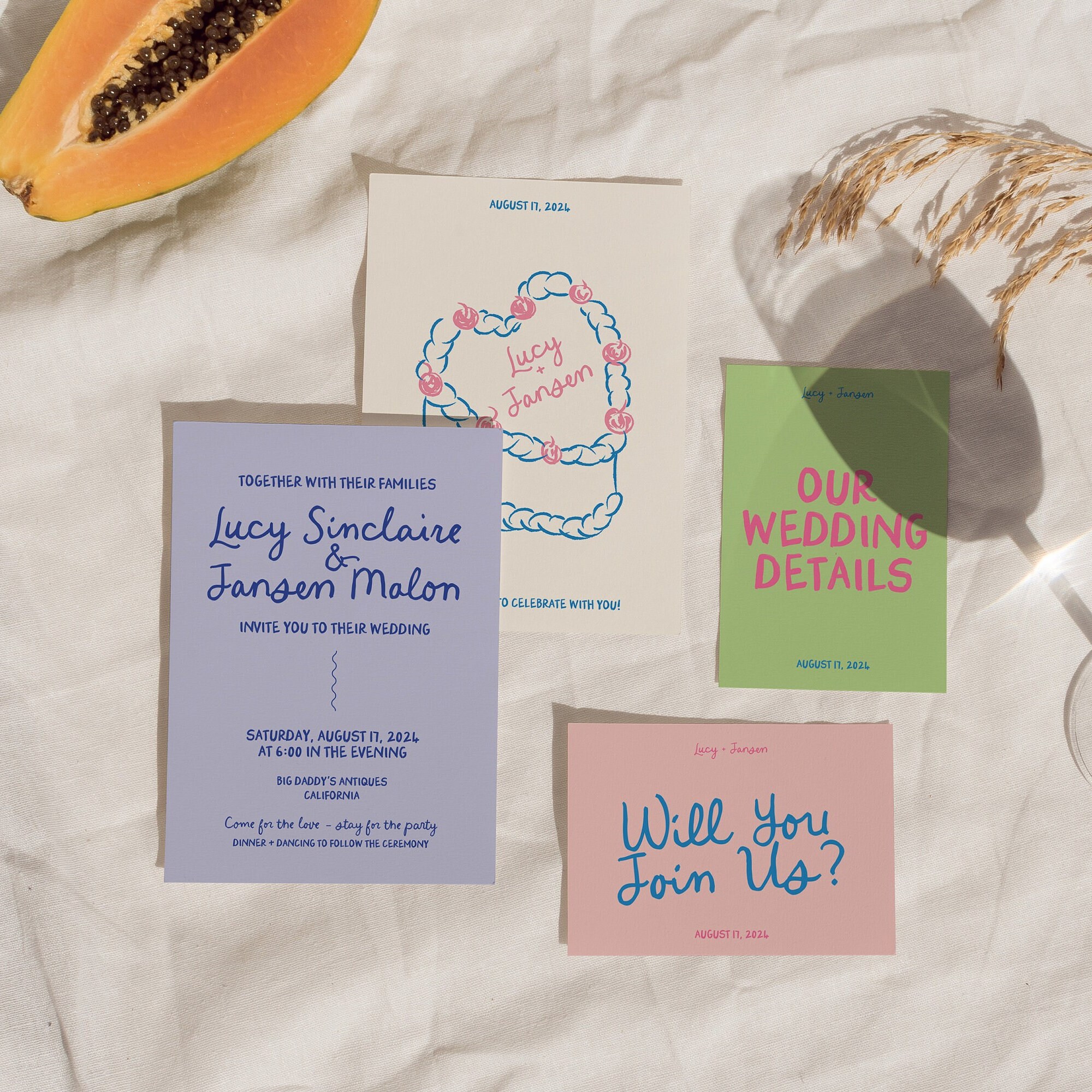 Colorful Wedding Invite | Retro Wedding Invitation | Unique Wedding ...