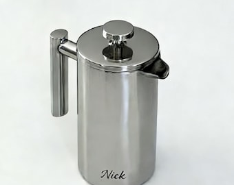 Personalized Engraved French Press Coffee Maker – Custom Name Stainless Steel Coffee Press, Unique Gift for Coffee Lovers