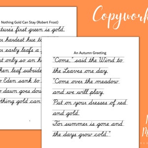 Cursive Copywork: Autumn/Fall Packet // Charlotte Mason // Logic of English (LOE) Font // 15 Pages, 7 Classic Seasonal Poems