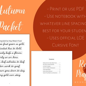 Cursive Copywork: Autumn/fall Packet // Charlotte Mason // Logic of ...